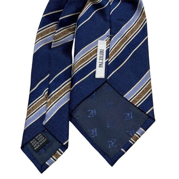 PAL ZILERI Blue Striped Silk Tie ITALY 60" / 3.5" EC - Picture 2 of 4